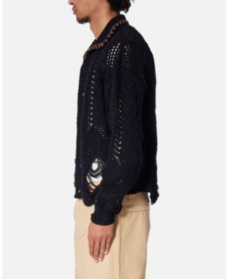 Men's Chunky Distressed Knit Cardigan