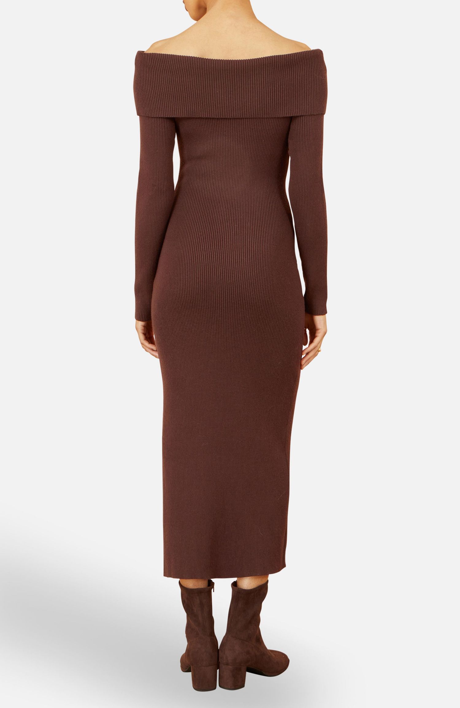 Women's Bardot Knitted Fitted Midi Dress