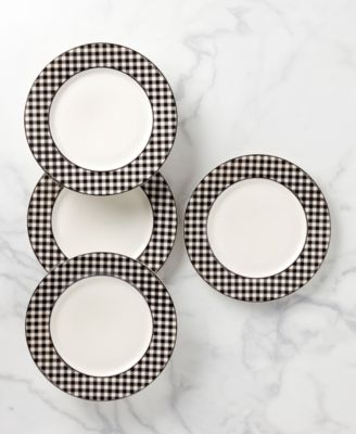 Gingham Dinner Plates, Set of 4