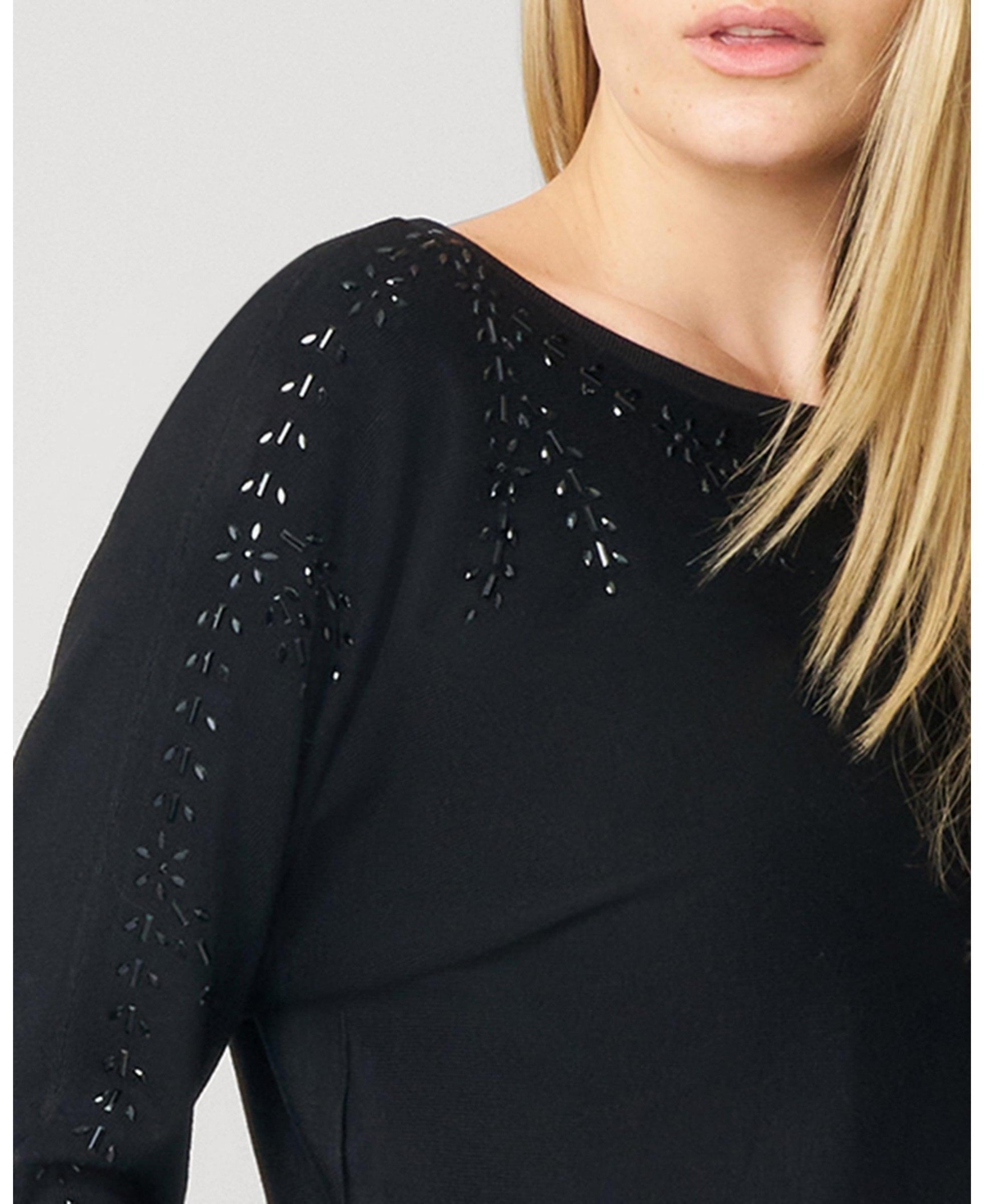 Cable & Gauge Women's Floral Hotfix Dolman Sweater