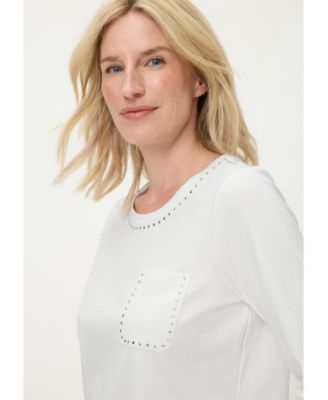 Women's Studded Trim, Casual, Stylish T-Shirt