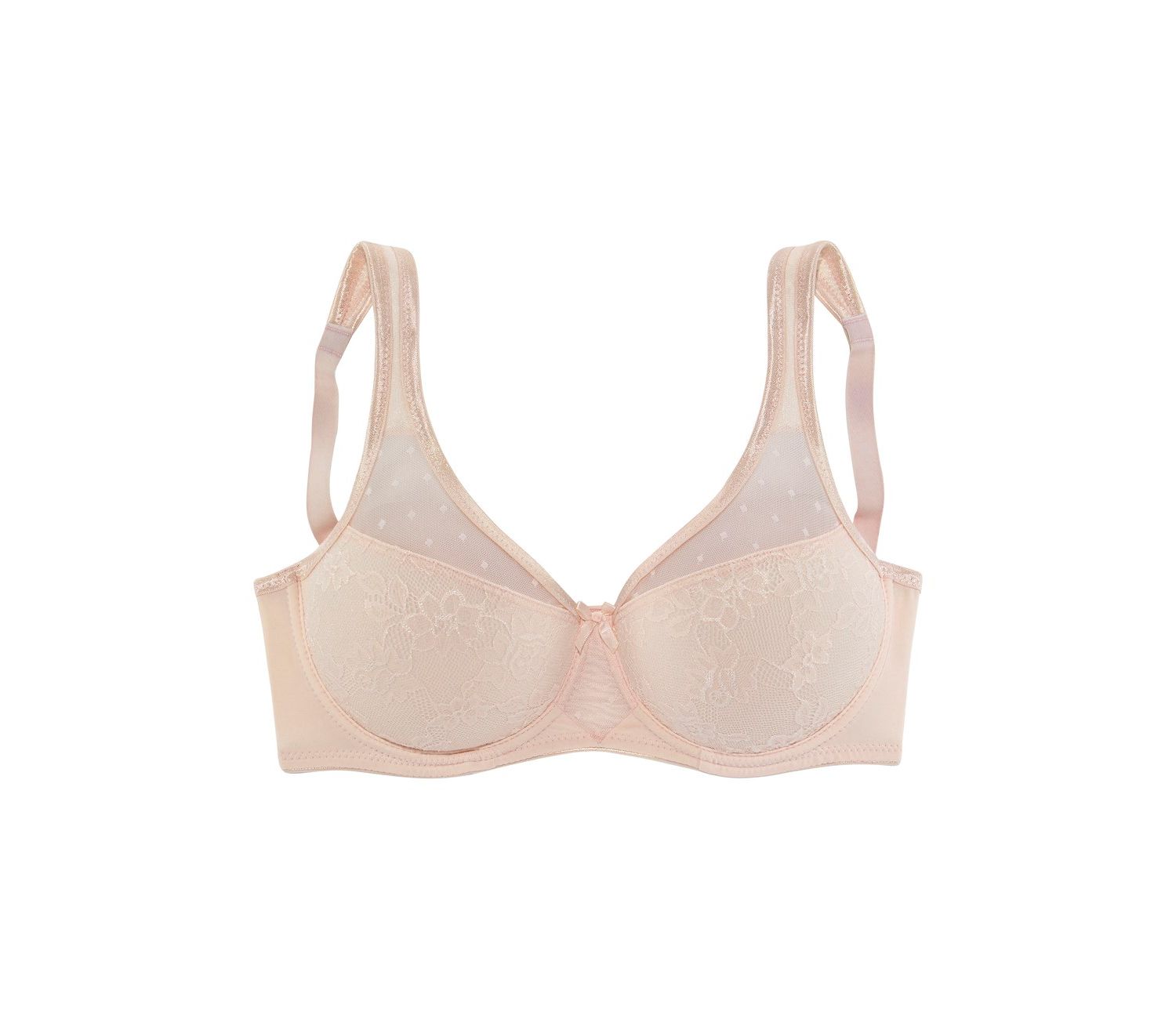 Women's Lace Overlay Underwire Minimizer Non-Padded T-Shirt Bra