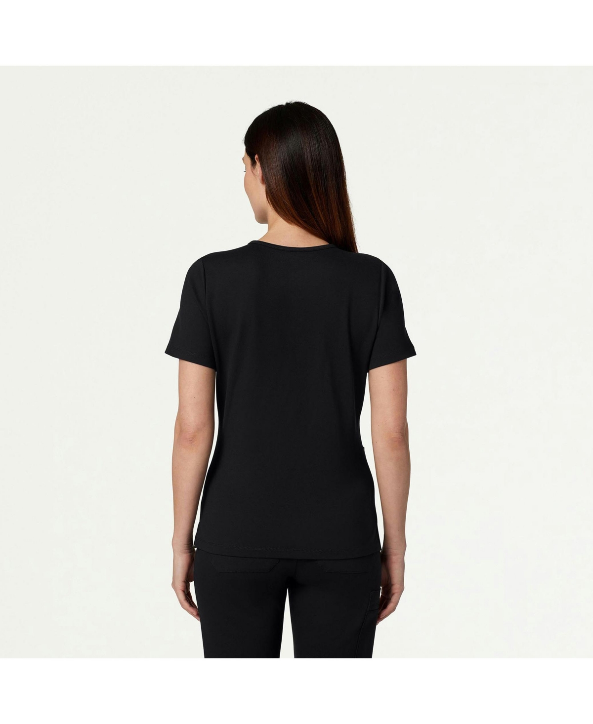 Jaanuu Women's Cesi 2-Pocket Slim Knit V-Neck Scrub Top - Mauve Xl