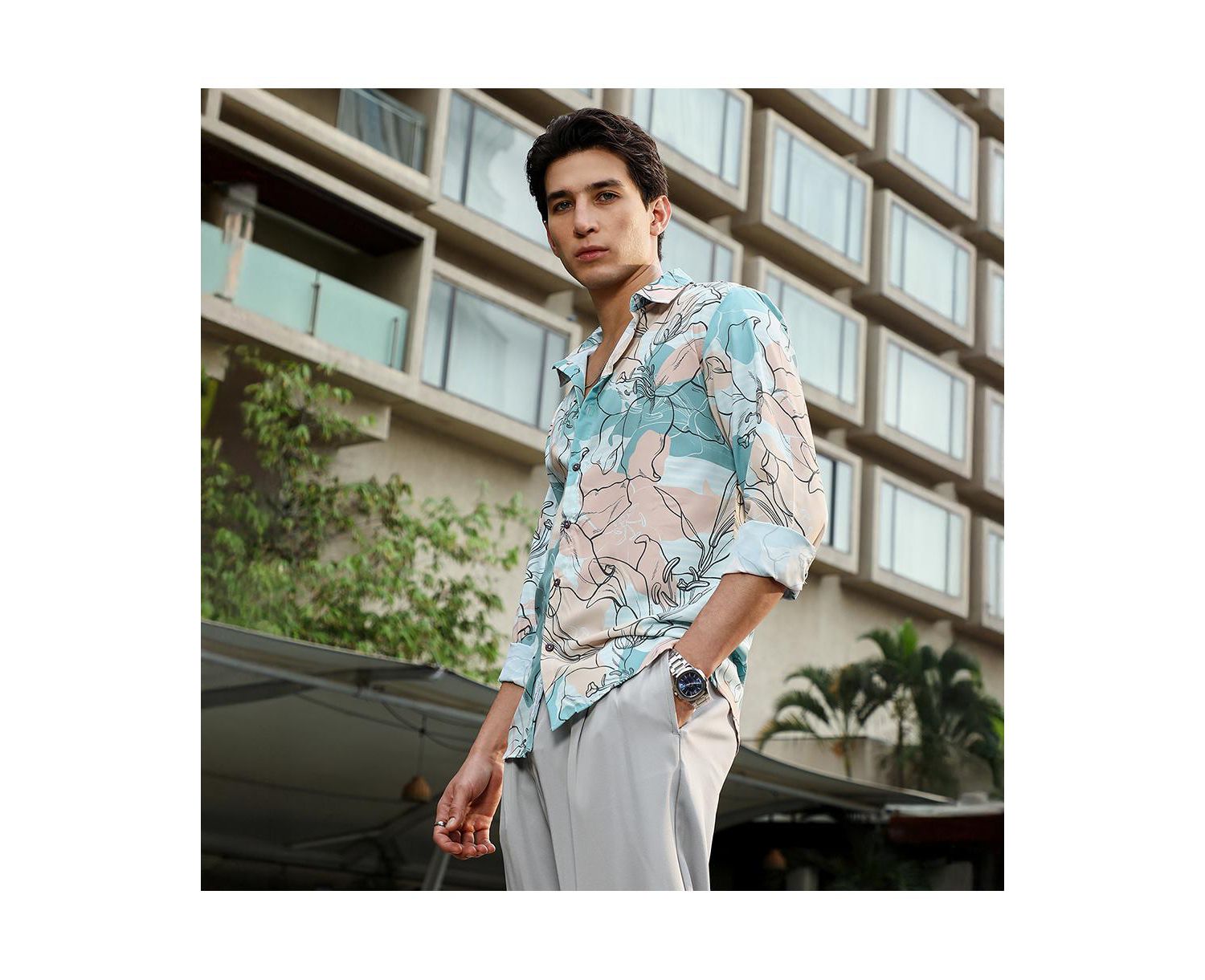 Men's Botanical-Outline Imprint Shirt