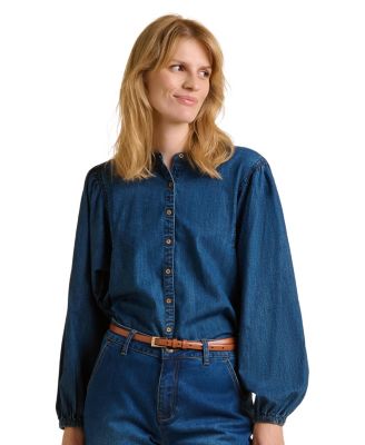 Women's Auri Long Sleeve Round Neck Denim Shirt