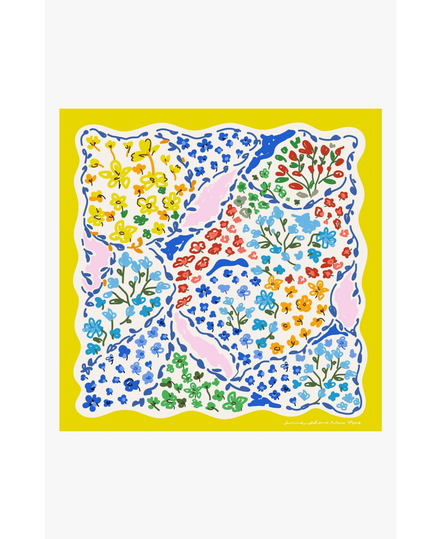 Women's Yellow Garden Double Sided Silk Scarf