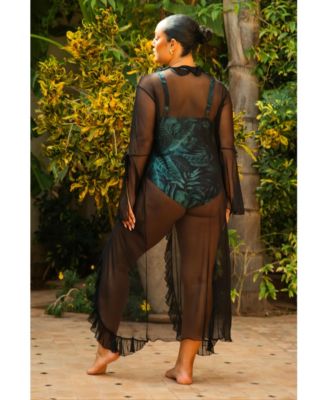 Women's Curve Ruffle Front Flare Sleeve Kaftan