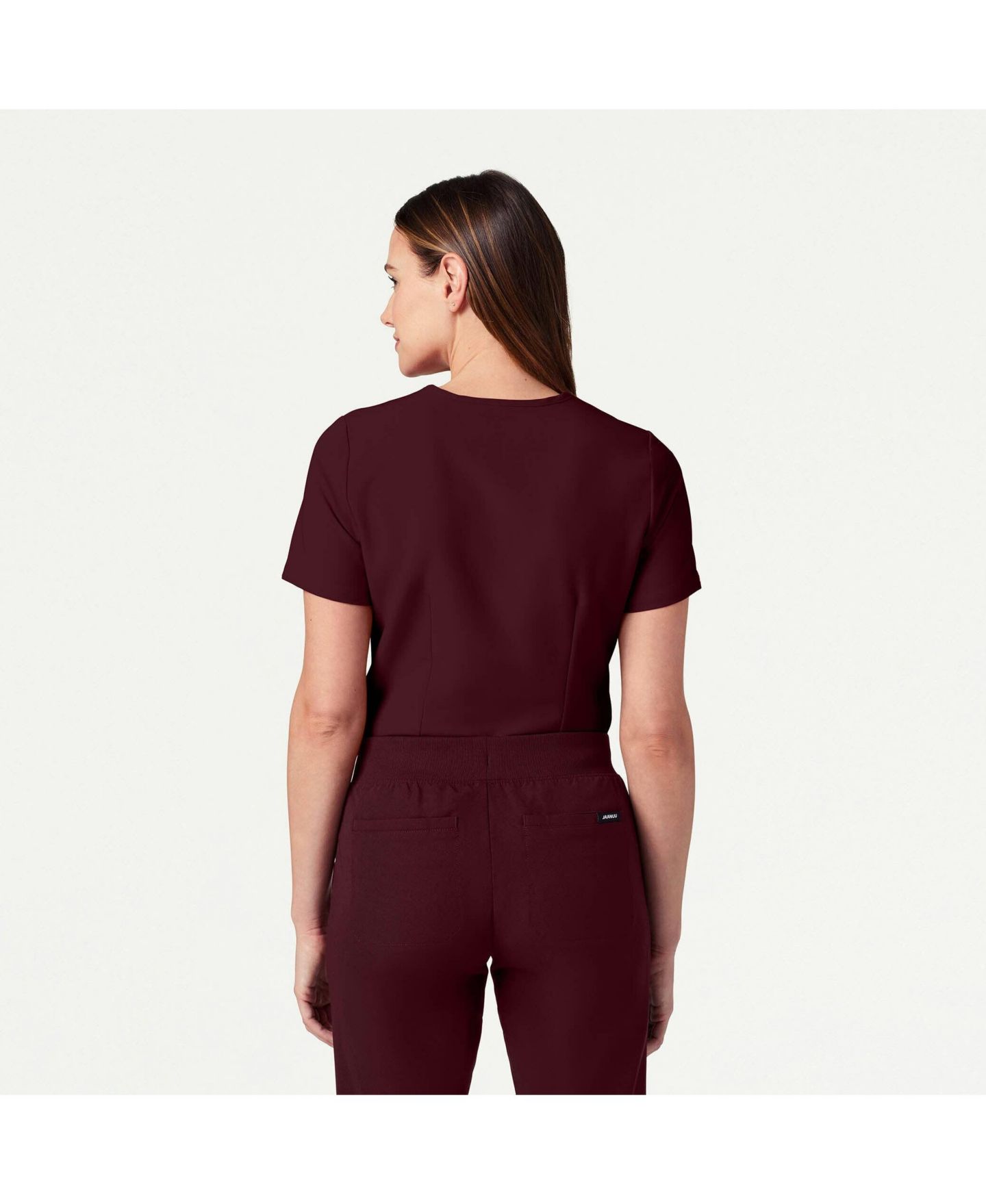 Женский топ Jaanuu Rhena 1-Pocket Slim V-Neck Scrub, цвет: Бордовый — фото 4