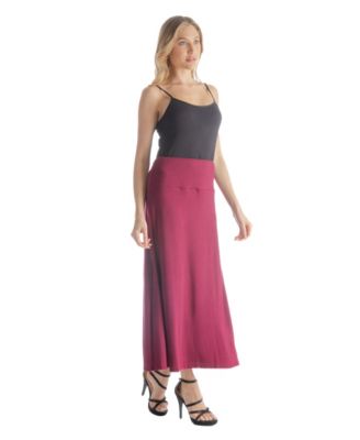 Petite Elastic Waist Solid Color Maxi Skirt
