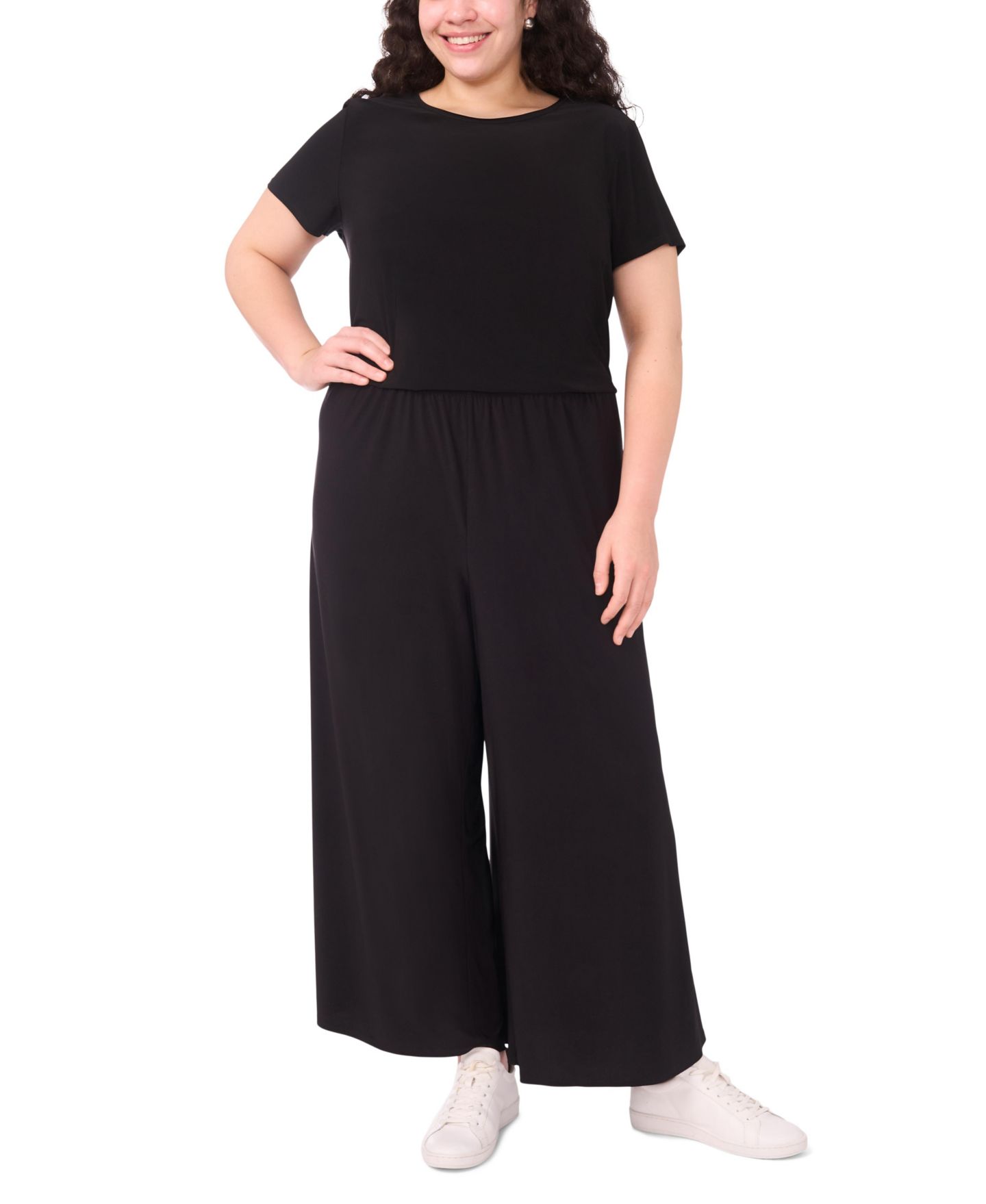 Женская футболка Vince Camuto Plus Size Short-Sleeve T-Shirt, цвет: Насыщенный чёрный — фото 2