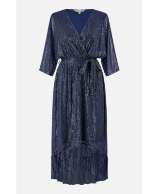 Women's Sequin Kimono Midi Wrap Dress