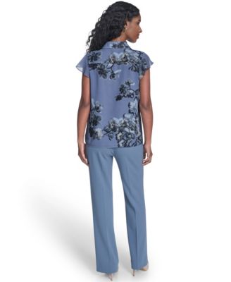 Women's Printed Ruffle Front Top