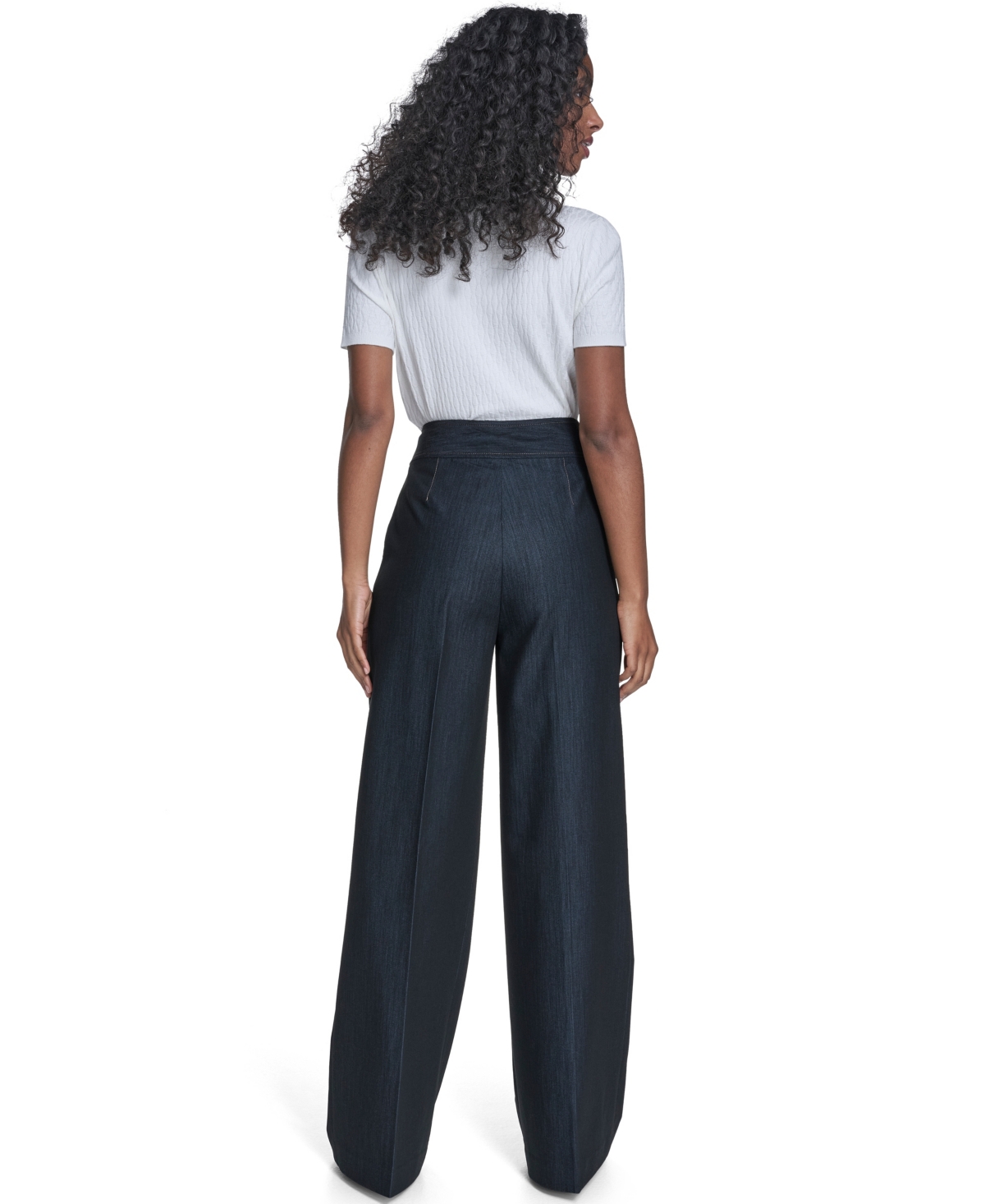Calvin Klein Women's Faux Denim Wide Leg Pants In Blue