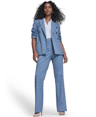 Women's Notch Collar Windowpane Double Breast Jacket