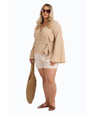 Women's Kimono Wrap Front Belted Top