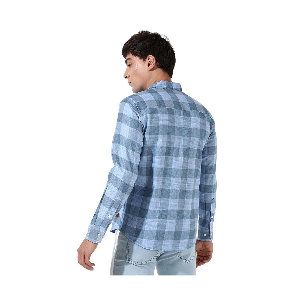 Campus Sutra Men's Cotton Blue Checks Shirt