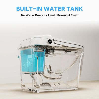 Smart One-Piece Bathroom Fixture with Built-in Water Tank, Heated Seat, Auto Flush, Automatic Lid, Wash and Air Dryer