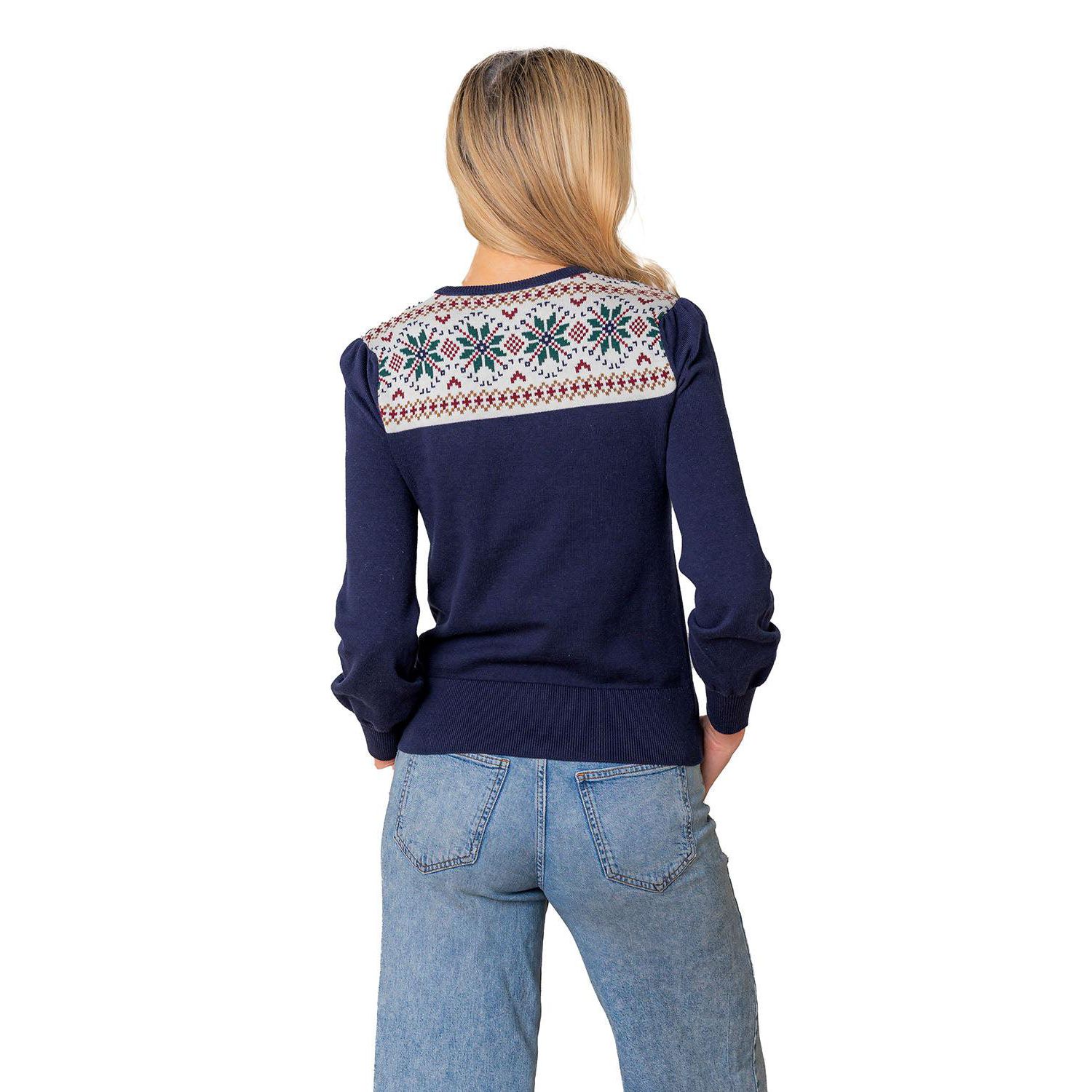 Women's Hope and Henry Organic Fair Isle Puff Sleeve Sweater