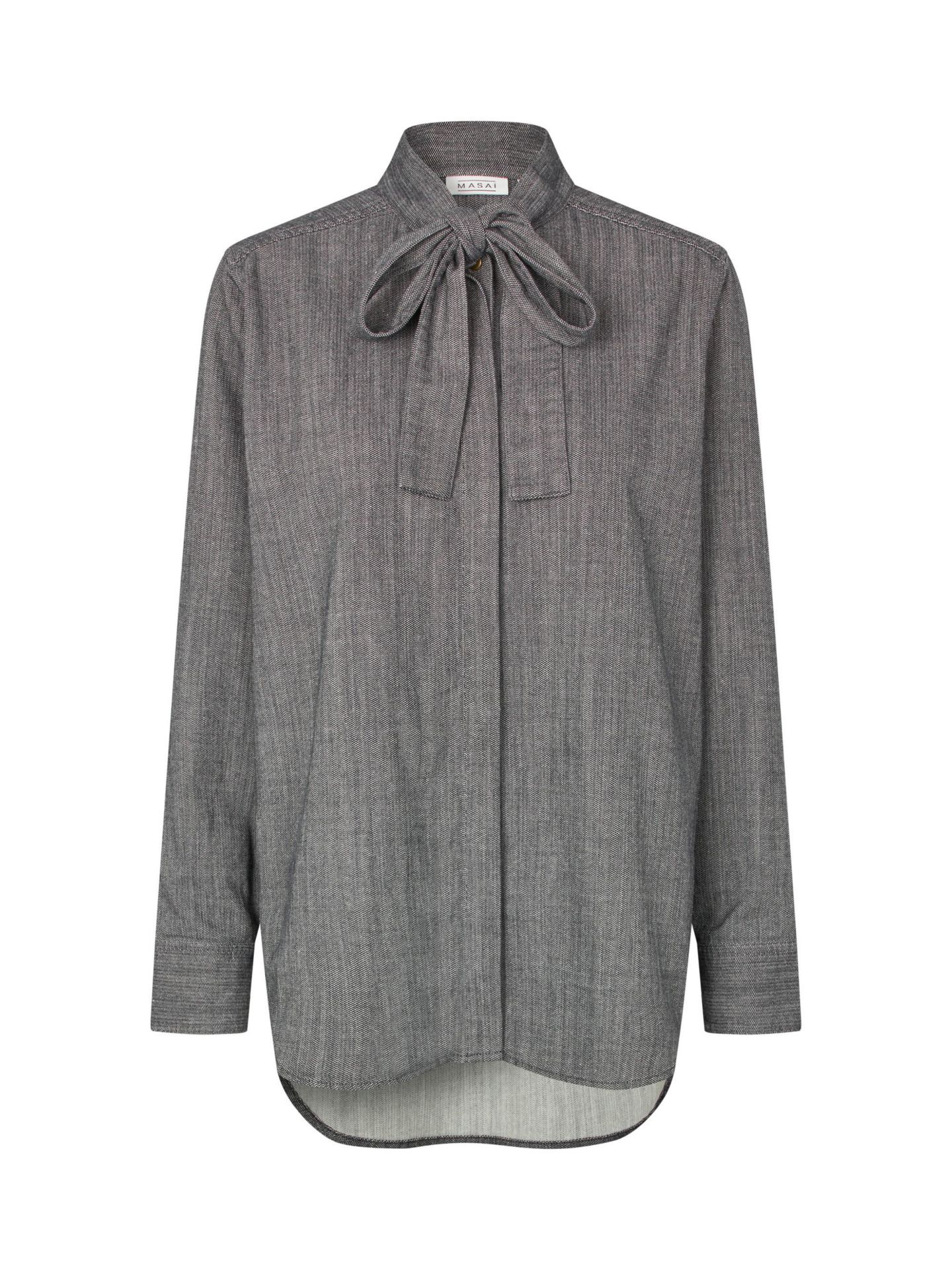 Женская рубашка Masai Copenhagen Long Sleeve Neck Tie, цвет: Тёмный джинсовый — фото 8