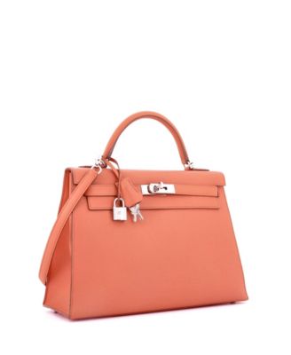 Kelly 32 Handbag Pink Epsom with Palladium Hardware