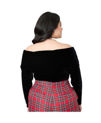 Plus Size Fold Shoulder Long Sleeve Knit Top