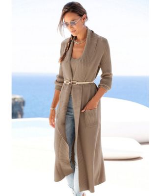 Women's Long Length Knit Cardigan With Pockets