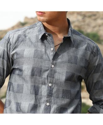 Men's Moon Grey Buffalo-Jacquard Shirt