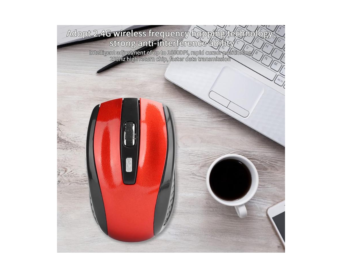 risokeys Wireless Mouse with Usb Mini Receiver, 2.4G Ergonomic Optical Mouse, 250Hz 1600DPI Computer Mouse for Laptop Pc Computer Notebook