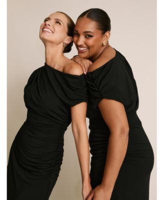 Women's Slash Neck Draped Bridesmaid Dress