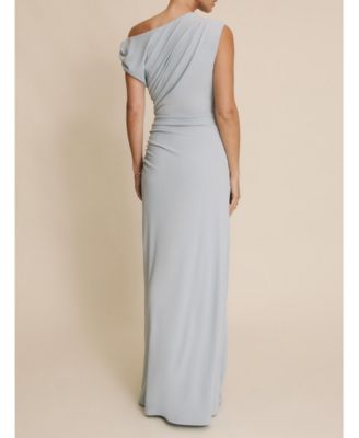Women's Slash Neck Draped Bridesmaid Dress