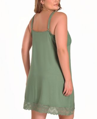 Plus Size Lace Stretch Knit Sleeveless Nightgown