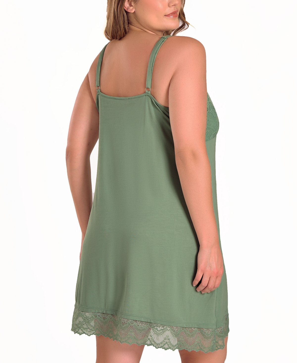 iCollection Plus Lace Stretch Knit Sleeveless Nightgown