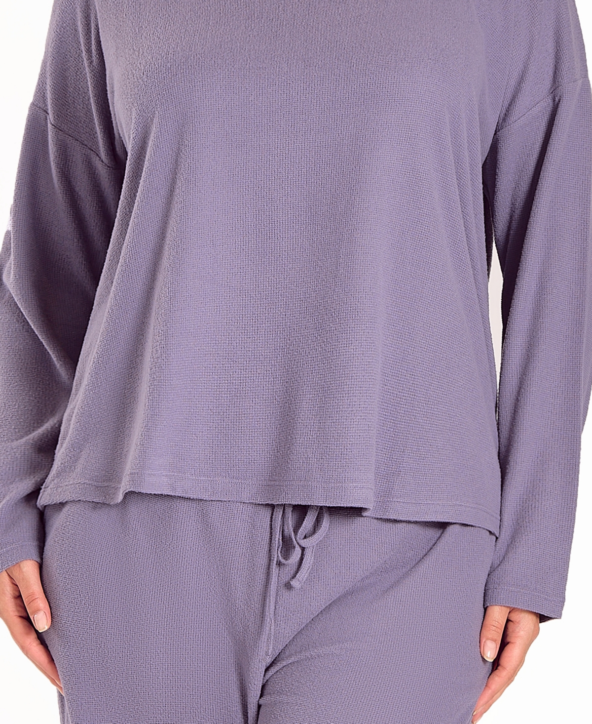 Icollection Plus Size Baby Waffle Stretch Knit Long-sleeve Pajama Set In Purple