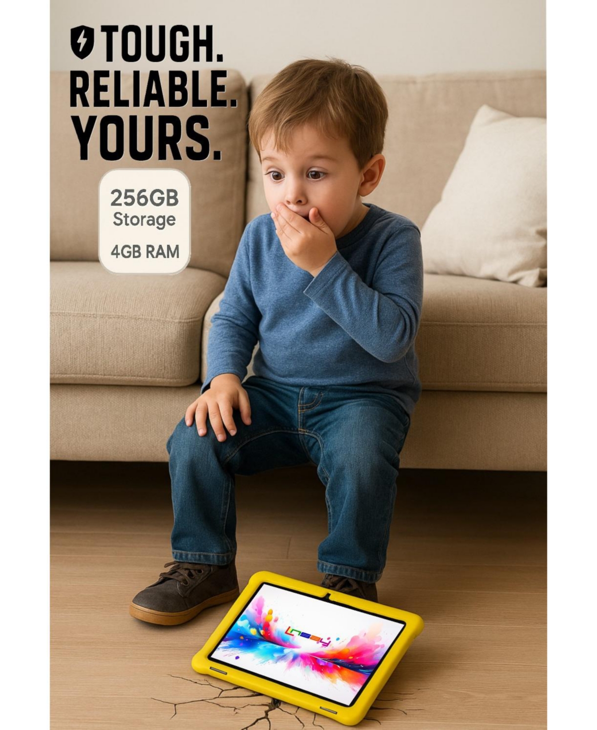 Linsay New 10.1" Tablet Octa Core 128GB Bundle with Brown Leather Case Newest Android 14