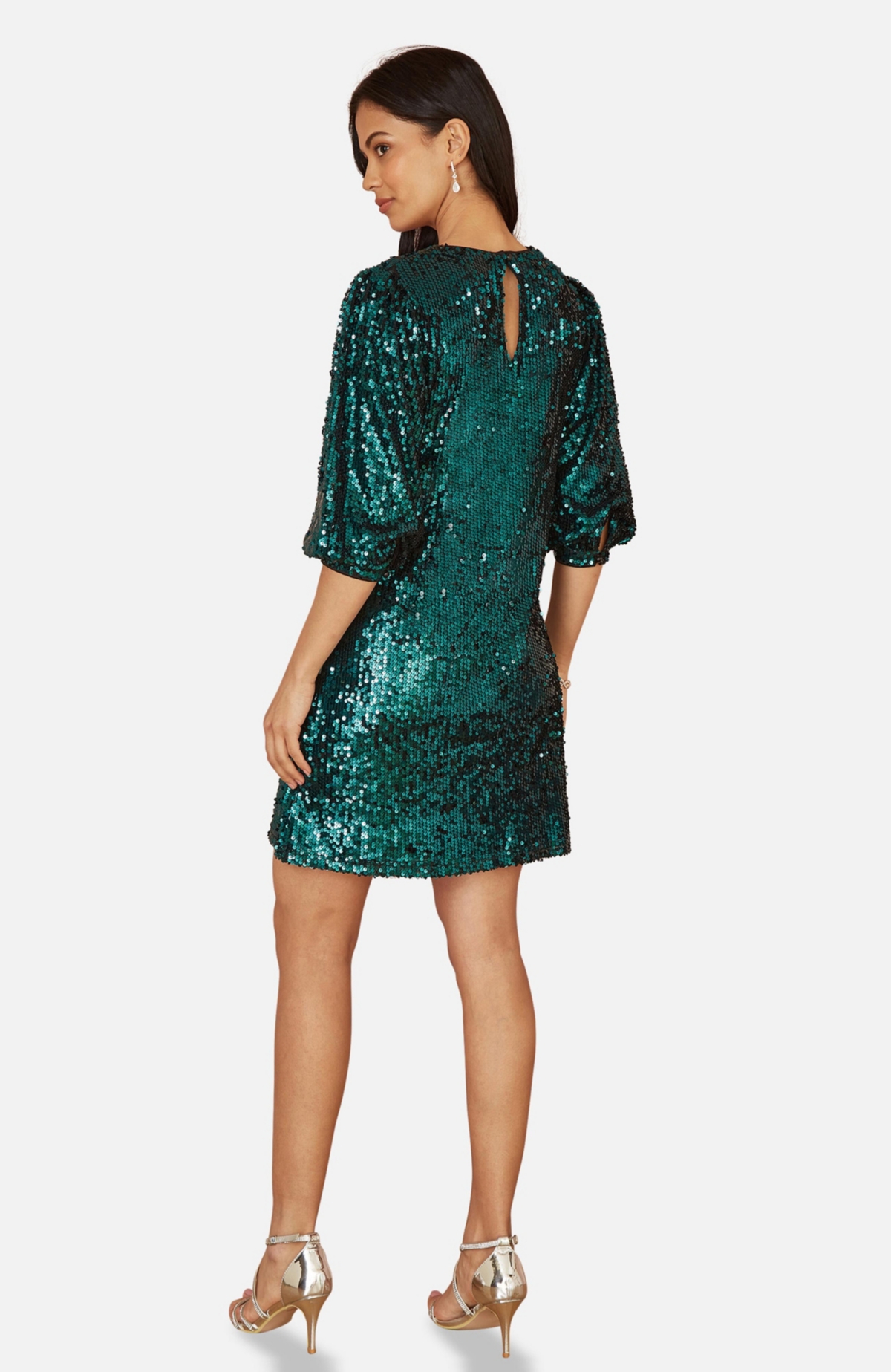 Yumi Women's Balloon Sleeve Sequin Mini Dress