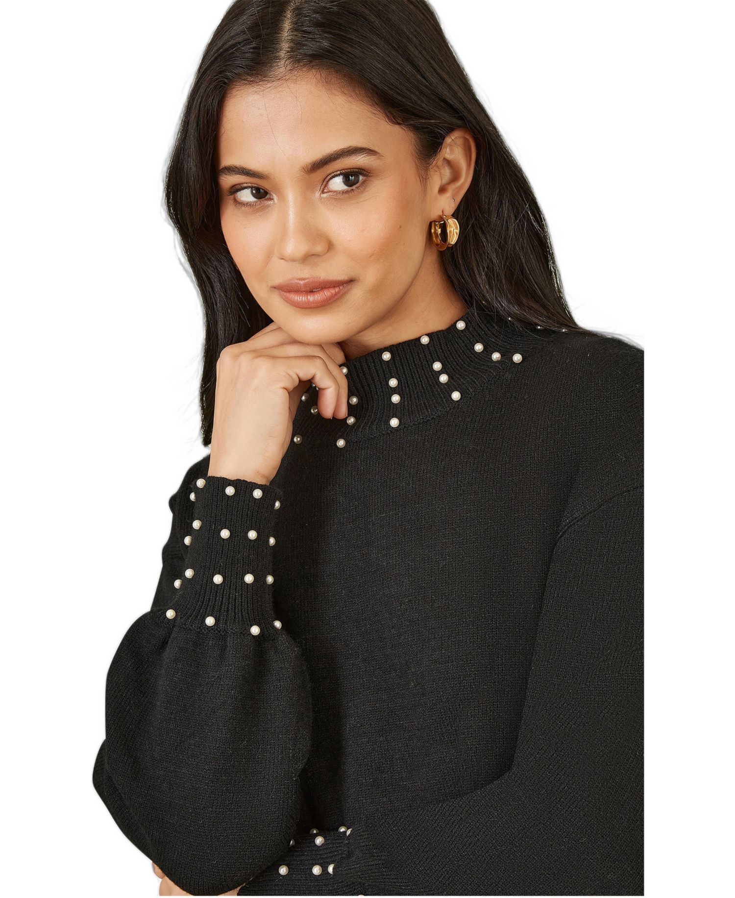 Women's Bead Detail Knitted Sweater Dress
