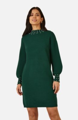 Women's Bead Detail Knitted Sweater Dress