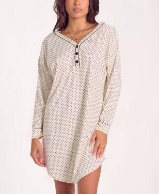 Women's Brushed Micro Stretch Knit Long-Sleeve Sleep Shirt 