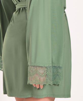 Plus Size Stretch Knit Long-Sleeve Robe