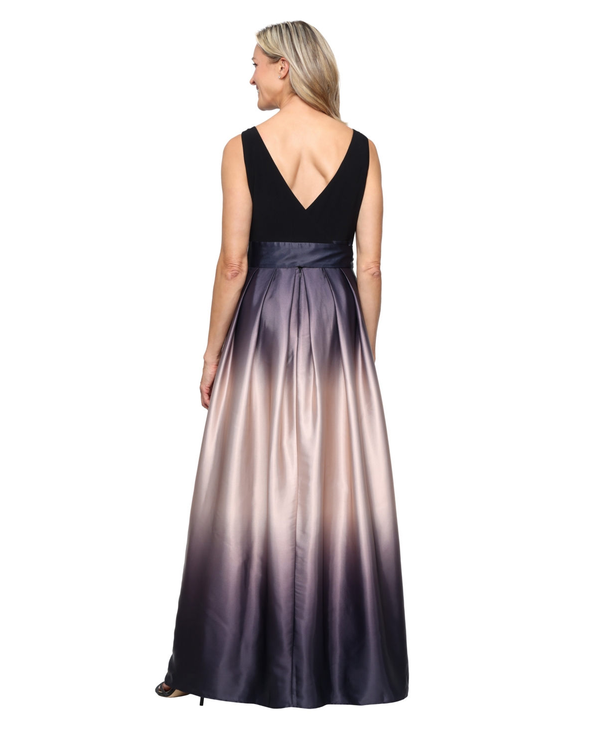 Sl Fashions Ombre Satin Bow Sash Gown In Multi