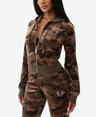 Women's Camo Velour Shrunken Hoodie
