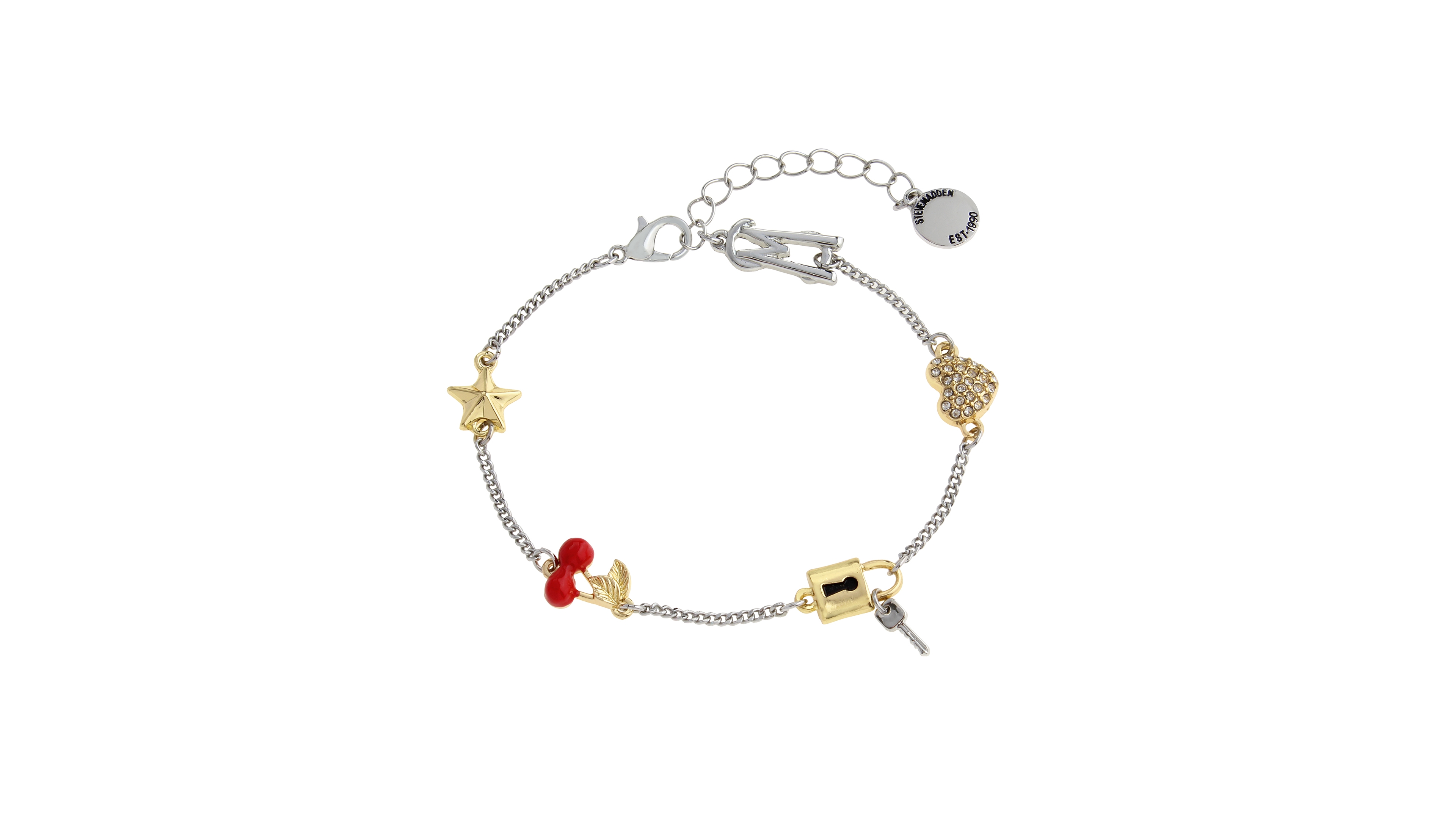 Steve Madden Faux Stone Signature Cherry Mixed Charm Bracelet