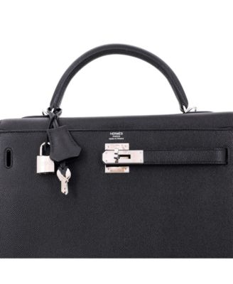 Kelly 32 Handbag Black Epsom with Palladium Hardware