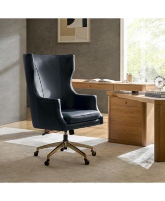 Heeg 47'' H Genuine Leather Swivel Adjustable Height Tilting Executive Chair with High Backrest