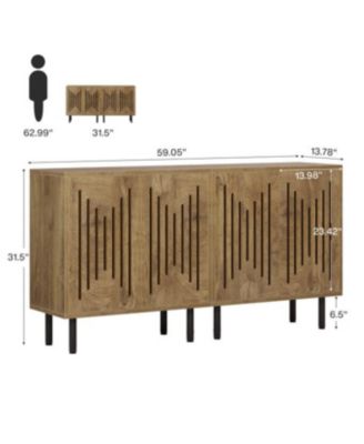 Kitchen Cabinet with Storage, 59" Buffet Sideboard Cabinet with Adjustable Shelves