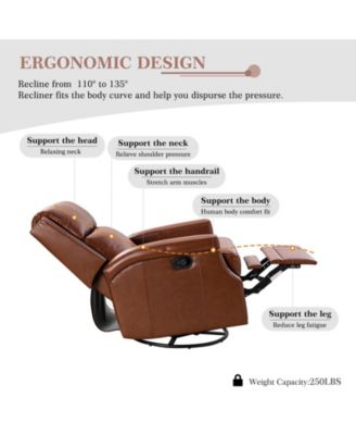 Echidna Transitional Genuine Leather Swivel Rocker Recliner