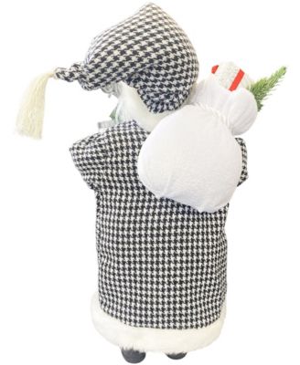 15" Houndstooth Christmas Santa Figurine