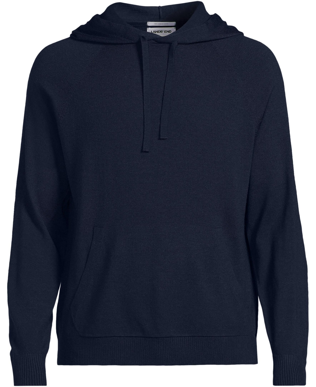 Lands' End Men's Long Sleeve Washable Merino Pullover Hoodie