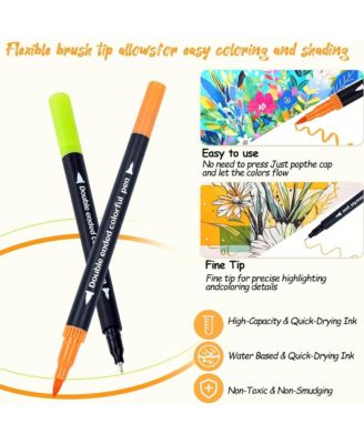 Dual Tip Markers, Gel Acrylic Paint Pen, Non Bleed Art Marker Set for Sketching, Drawing, Rock Painting, Journaling