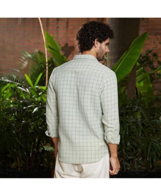 Men's Ivory White Graph Check Shirt